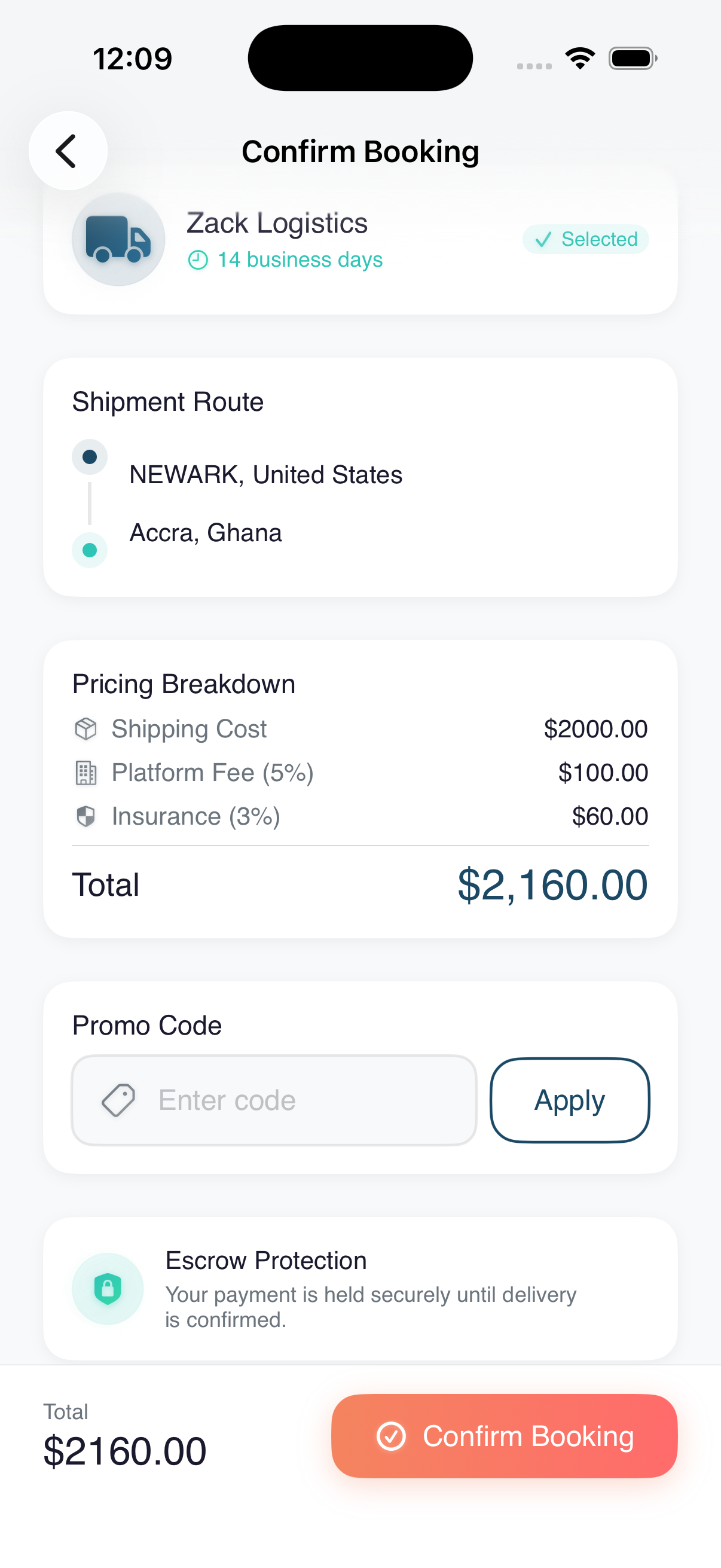 Transparent pricing — A clear breakdown with escrow protection before you pay.